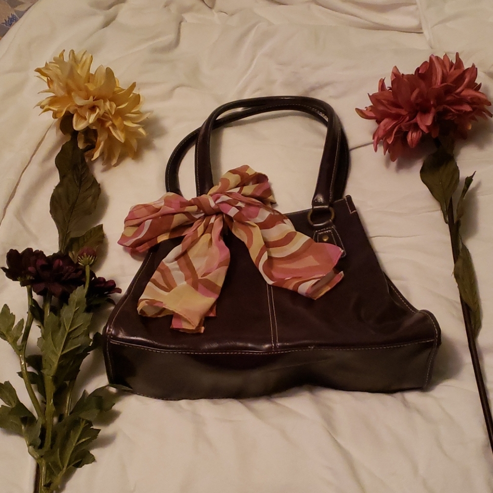 Nine West purple bag with scarf EUC